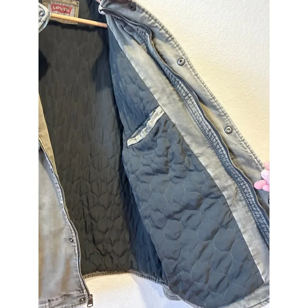 Levi's Trucker Canvas Chore Jacket Size XXL 2XL Brown Outdoor Barn Quilted Liner